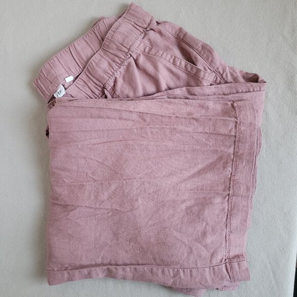 GAP Women's Drawstring Elastic Waist Linen Pull On Pant - Blush Pink - L - Picture 1 of 6